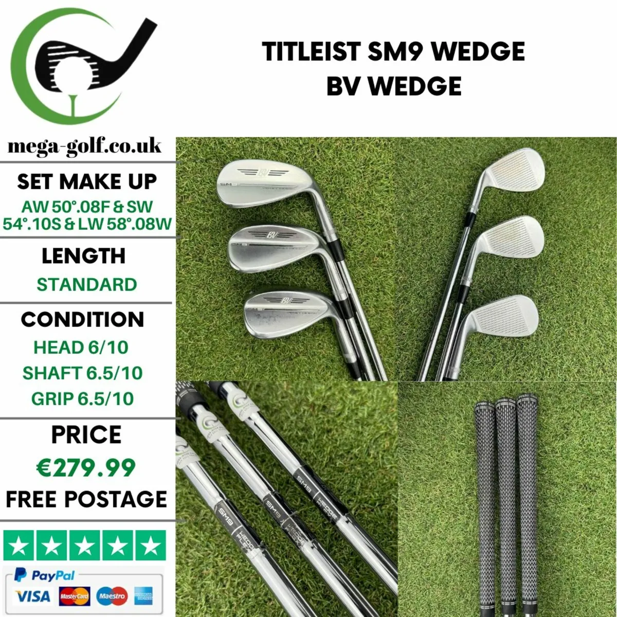 Titleist SM9 Wedge Set Aw 50° & Sw 54° & Lw 58° - Image 1