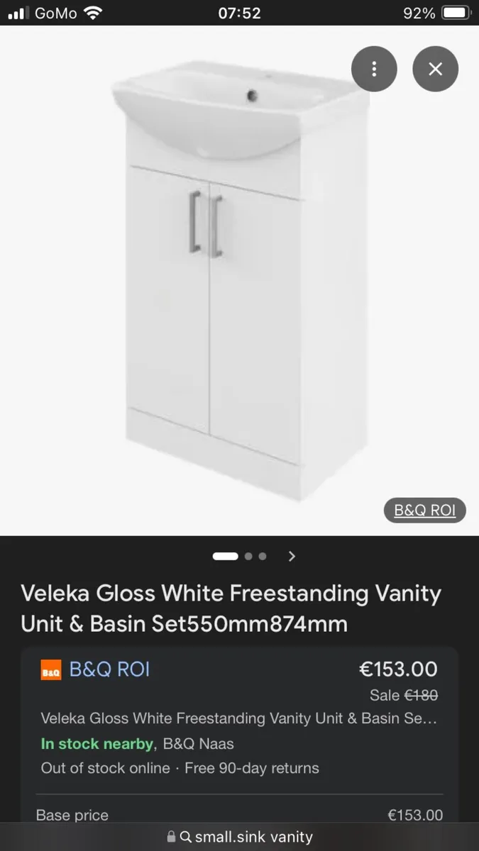 Small sink with tap and unit - Image 4