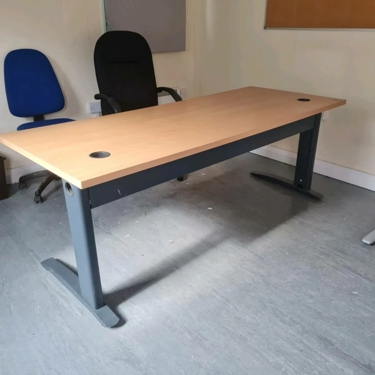 2 metre beech office desk - Image 1