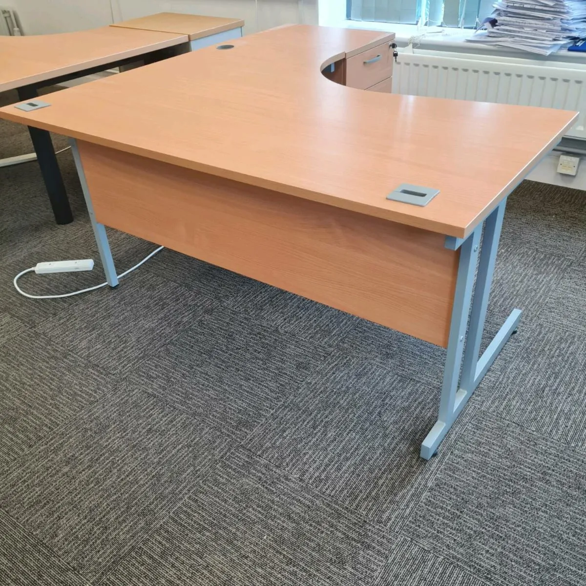 Beech corner office desk with - Image 2