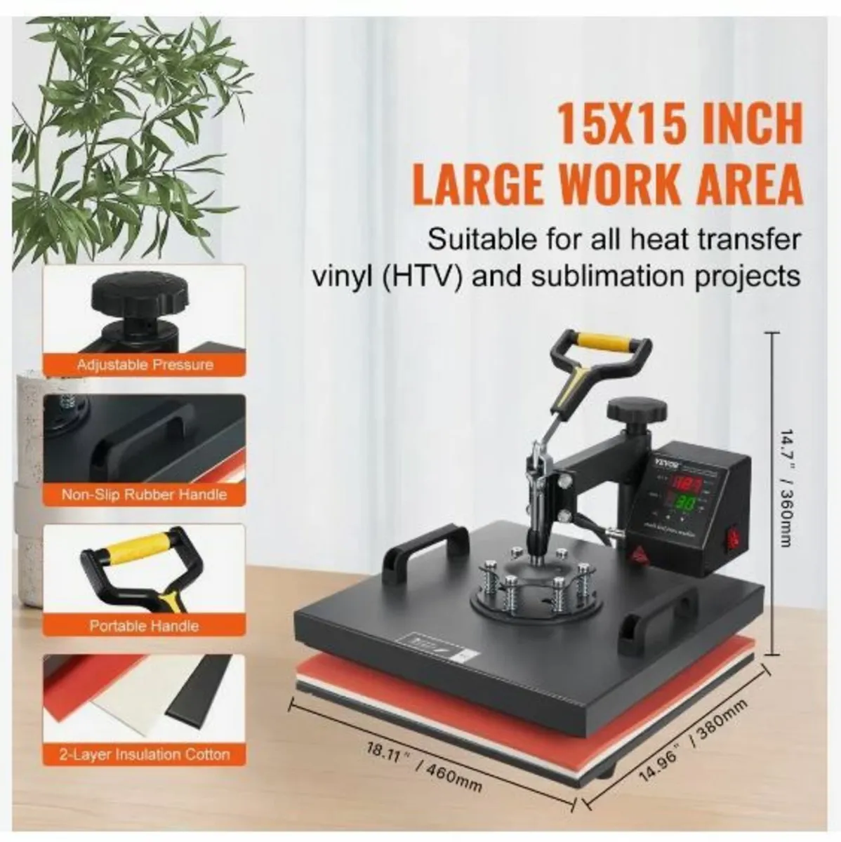 Heat Press Machine, 15x15inch / 38x38cm - Image 4