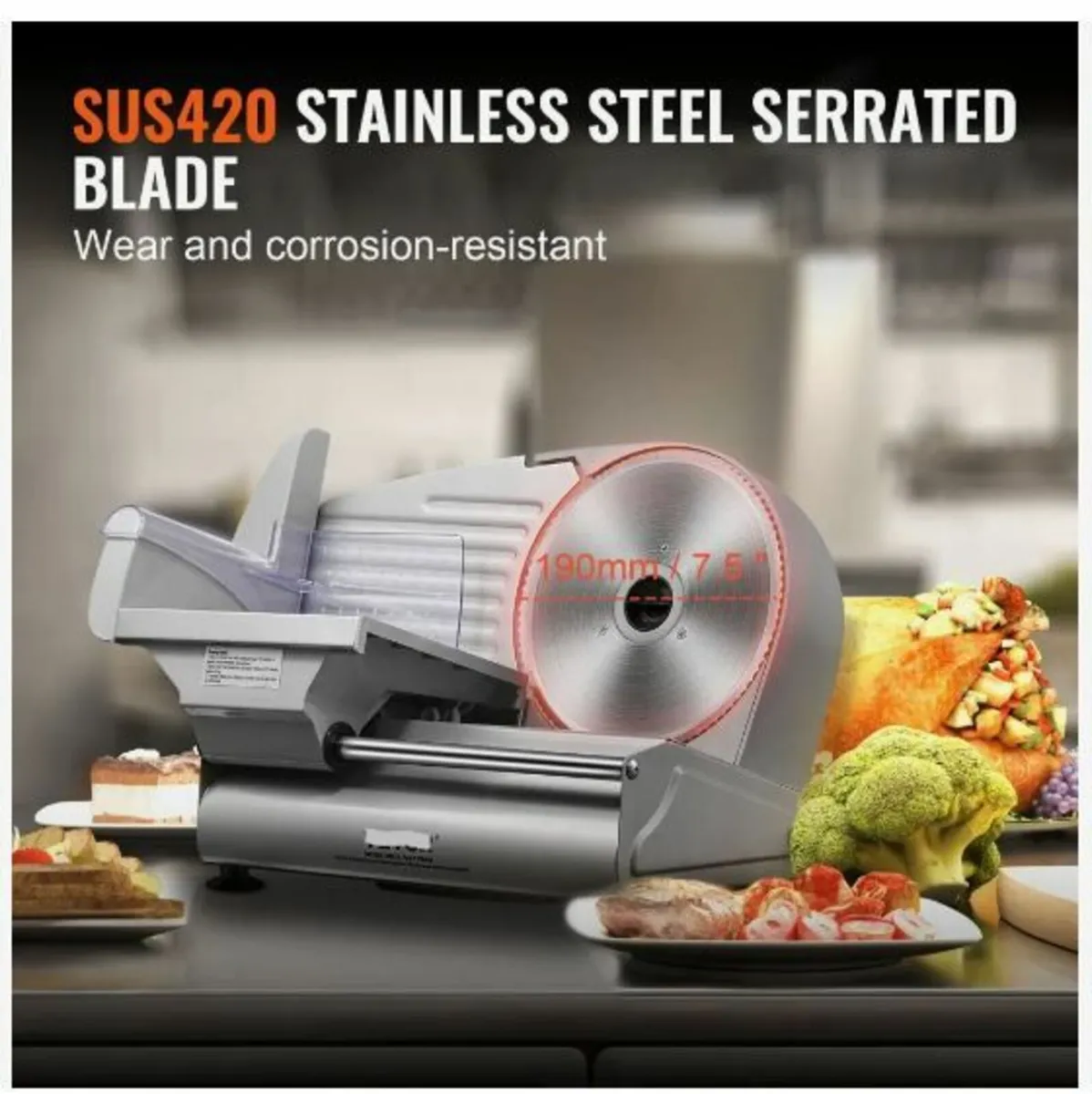 Meat Slicer, 180W Electric Deli Food Slicer - Image 4