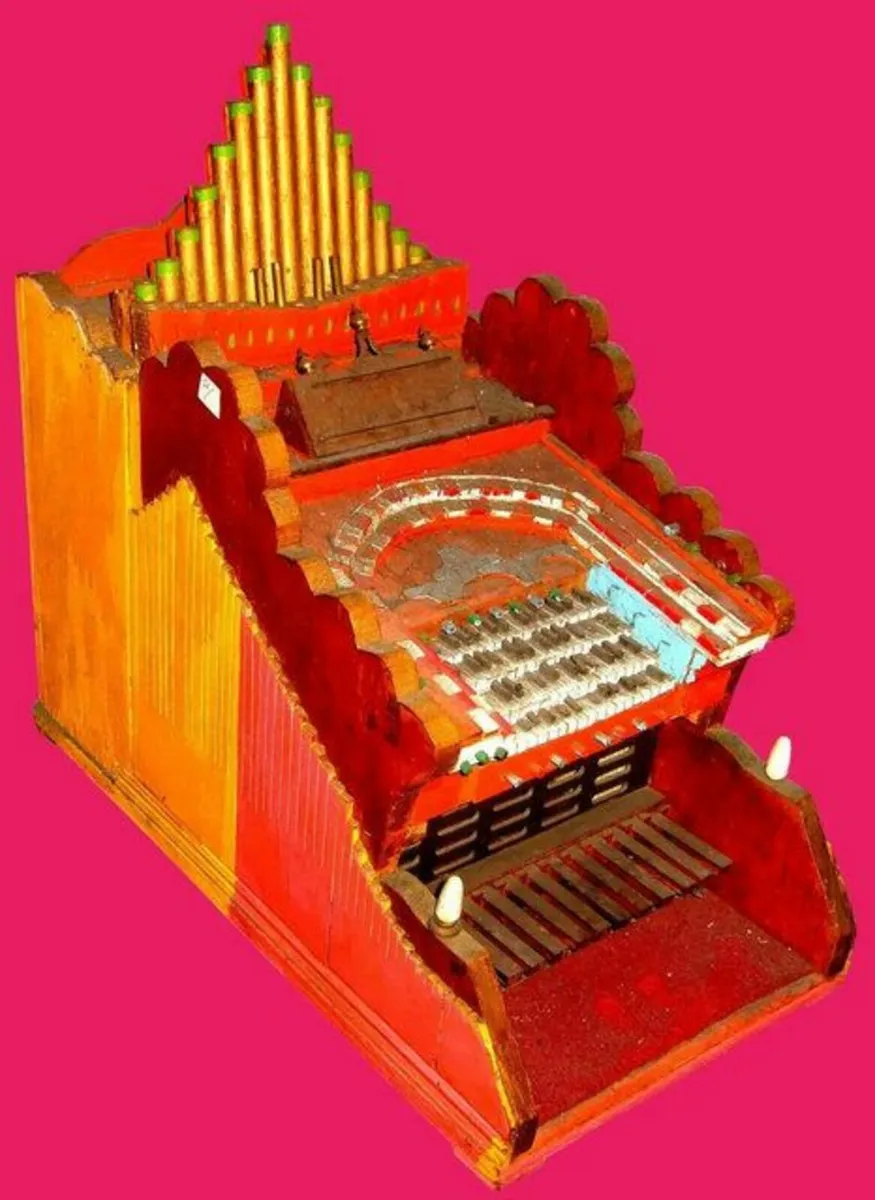 Large Vintage Hand Carved Organ Model - Image 1