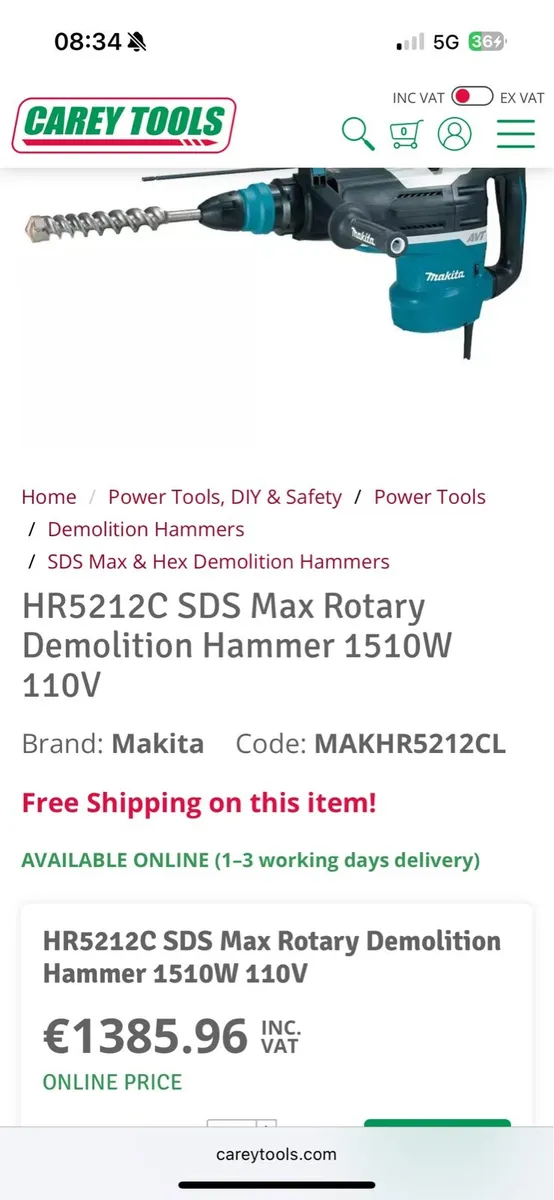 Makita hammer drill hr5212cdr - Image 3