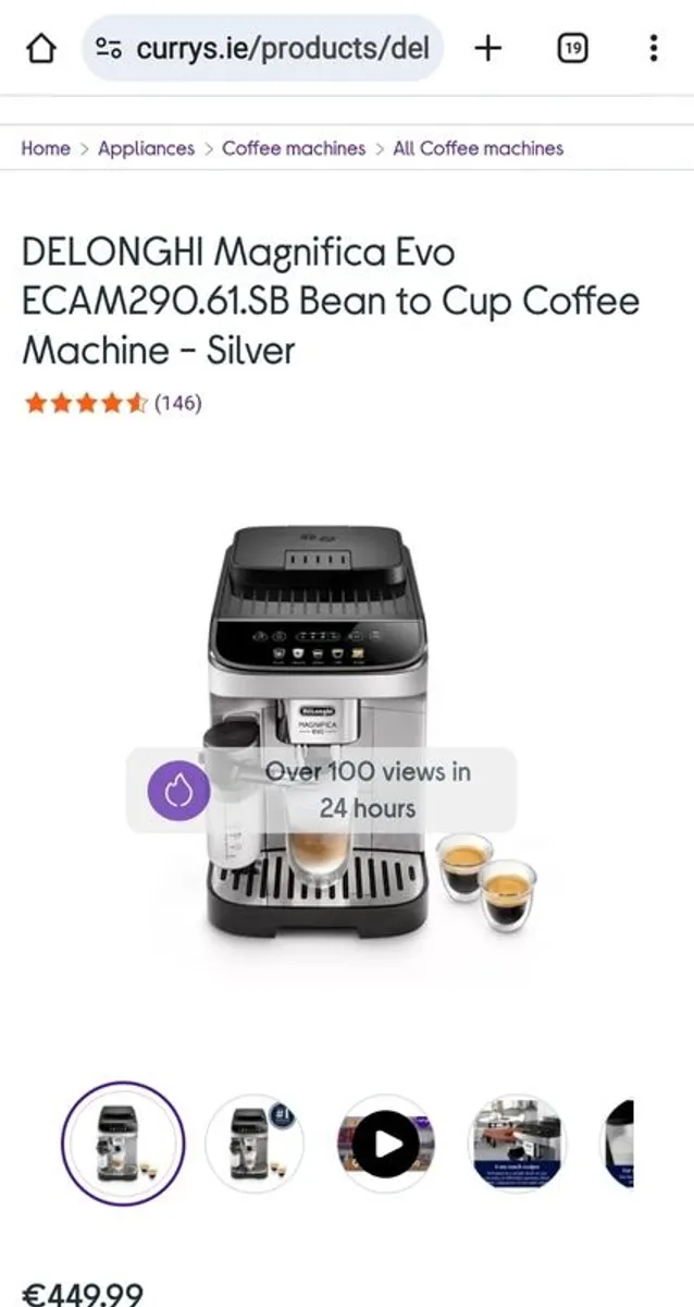 DELONGHI Magnifica Evo ECAM290.61.SB Bean to Cup Coffee Machine Silver - Image 1