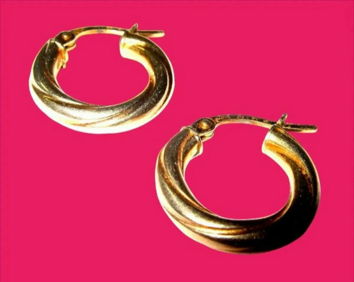 Vintage Hallmarked 9ct Gold Hoops - Image 2