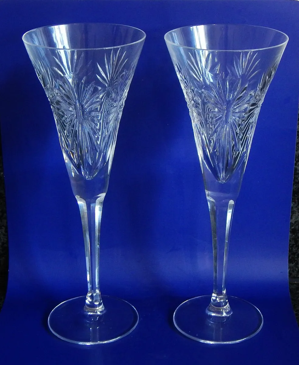 Pair of Vintage Crystal Millennium Toasting Flutes - Image 1