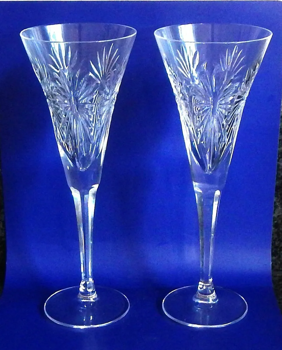 Pair of Vintage Crystal Millennium Toasting Flutes - Image 2