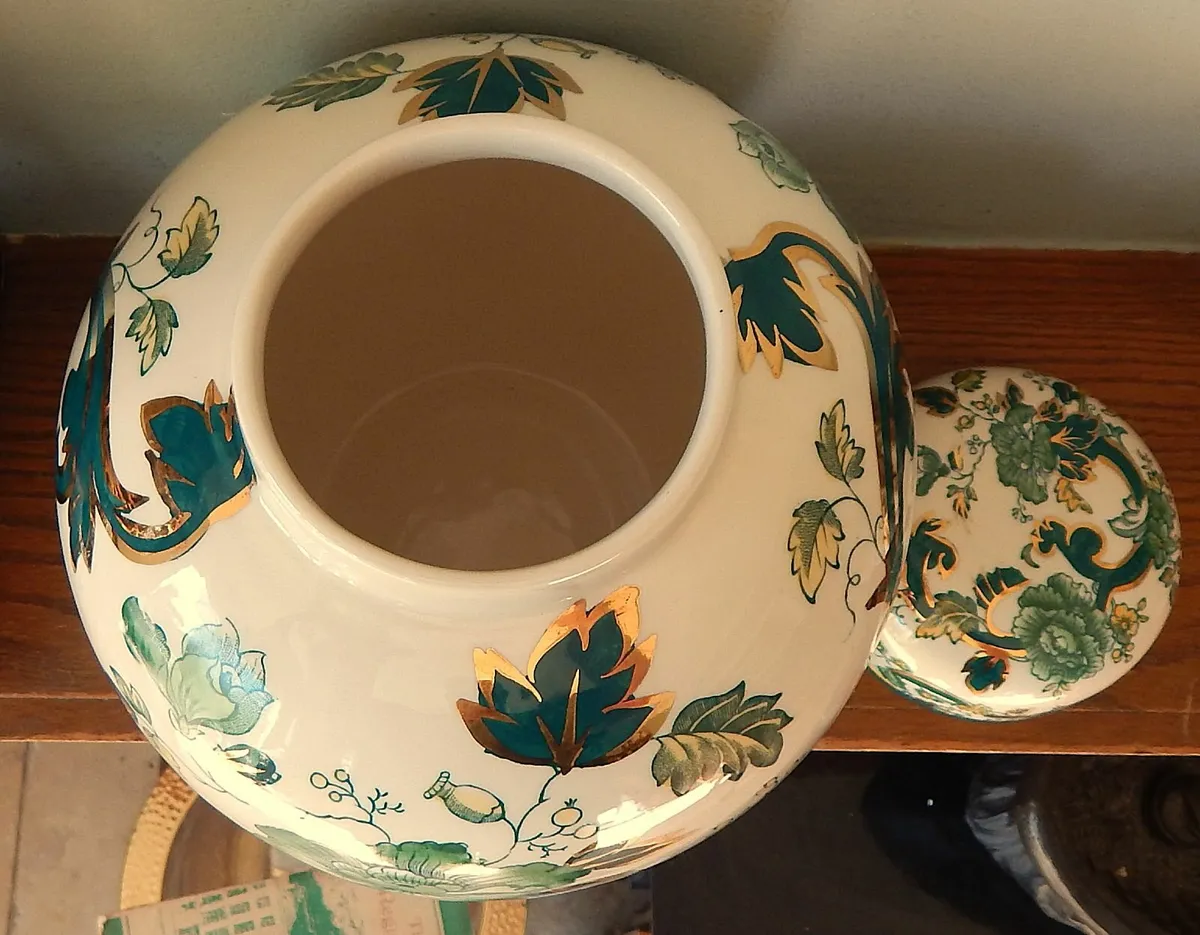 Large Mason’s Ironstone Chartreuse Ginger Jar - Image 4