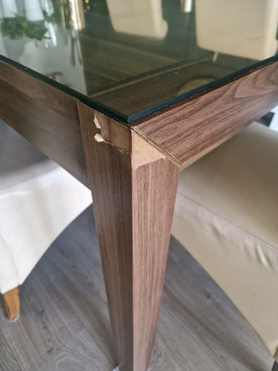 Glass top table and 6 chairs - Image 4