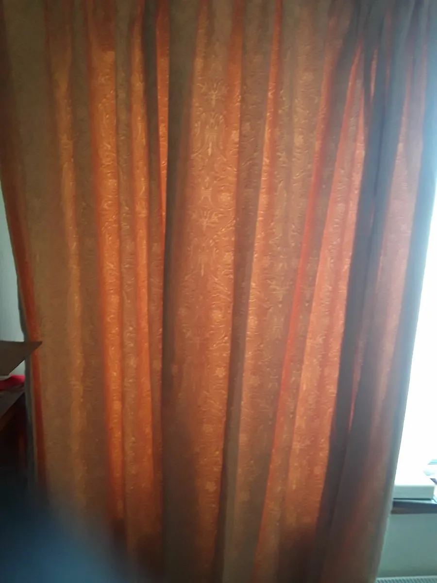 Lovely embarsed patron gold colored large drapes - Image 3