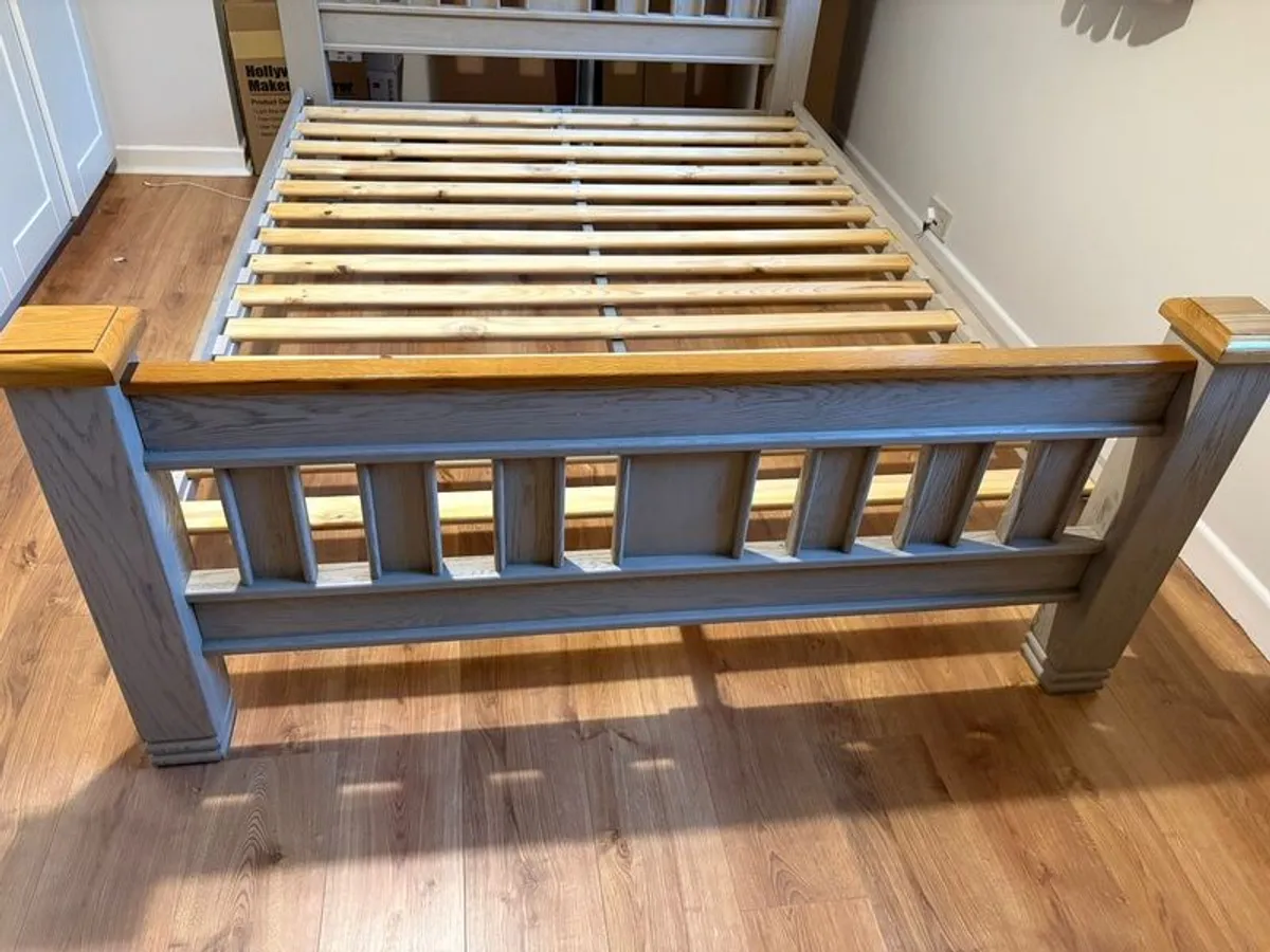 Lancaster Bed Frame | King | 5ft | Aged Grey/Oak - Image 4