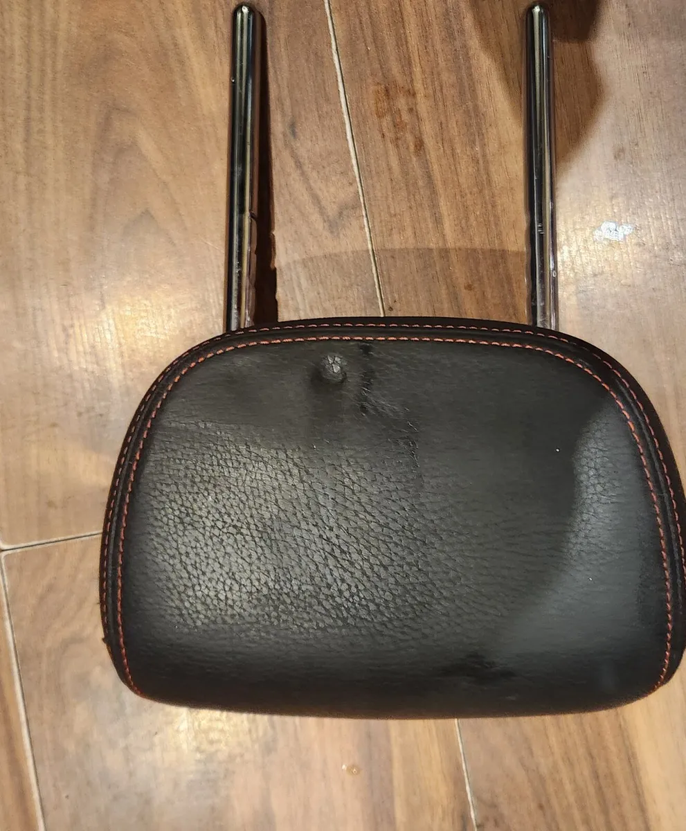 BMW black leather headrests, red trim - Image 1