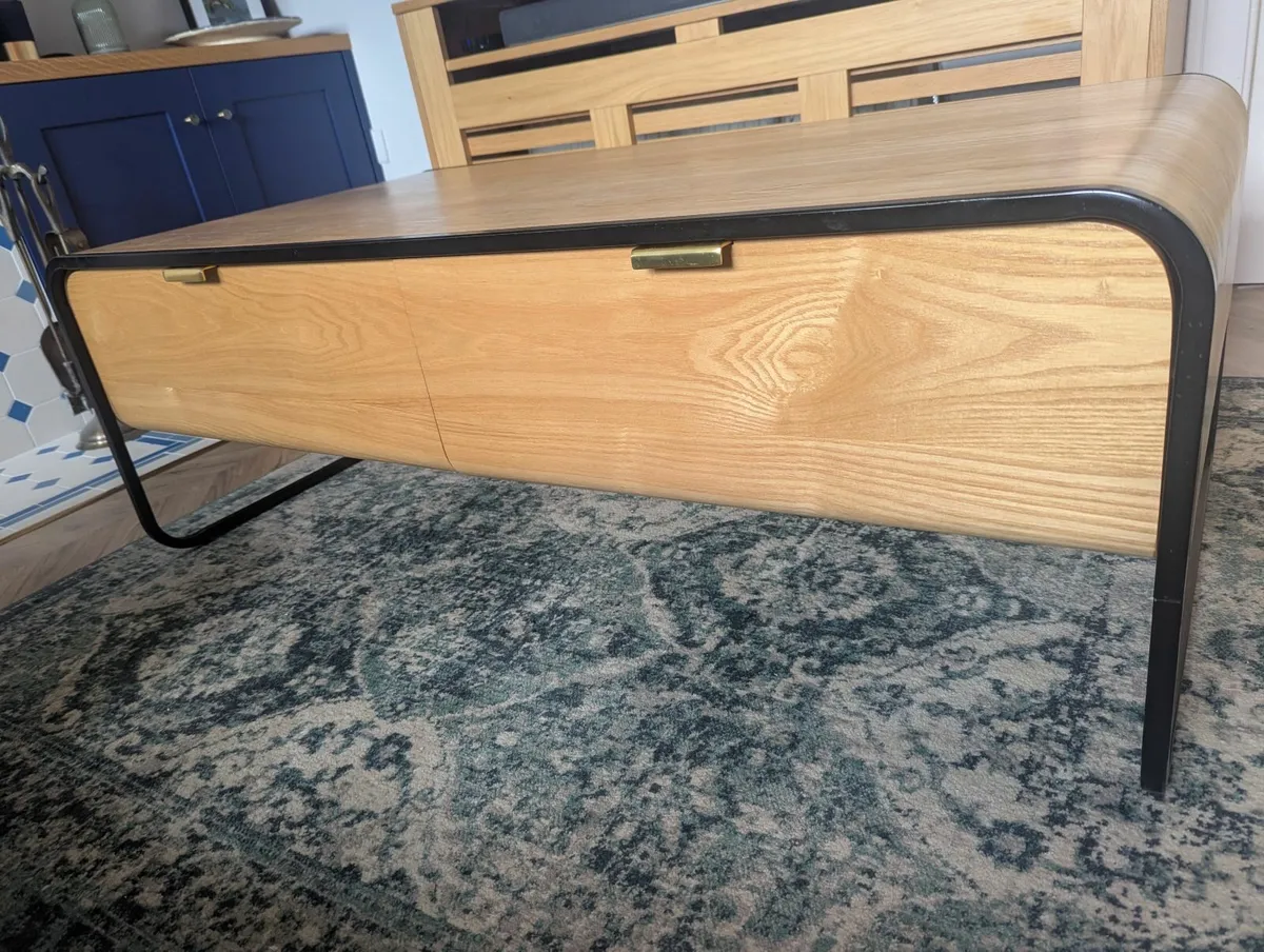 Modern Oak Veneer Coffee Table with Storage - Image 3