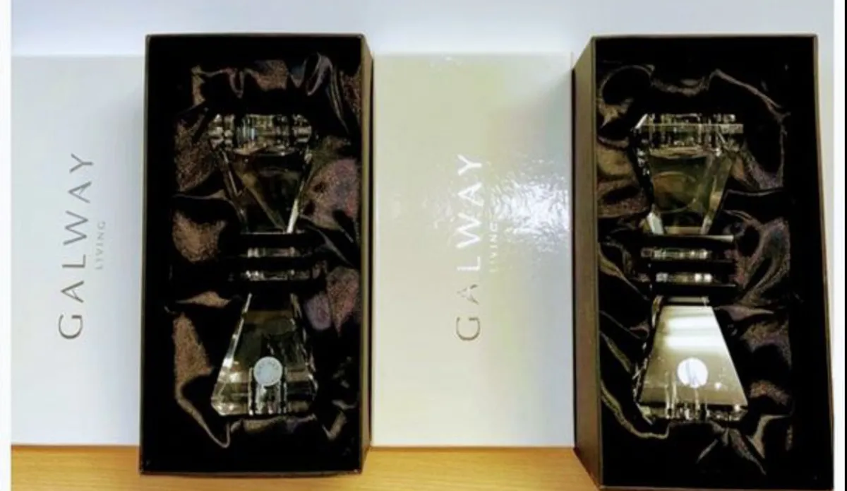 Pair of Galway Crystal 7 inch candle holders - Image 1