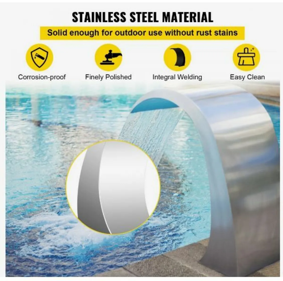 Pool Waterfall Fountain Stainless Steel - Image 3