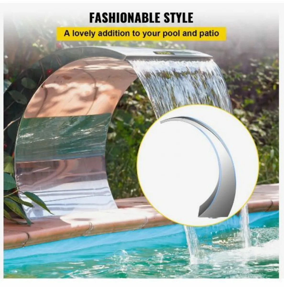 Pool Waterfall Fountain Stainless Steel - Image 4