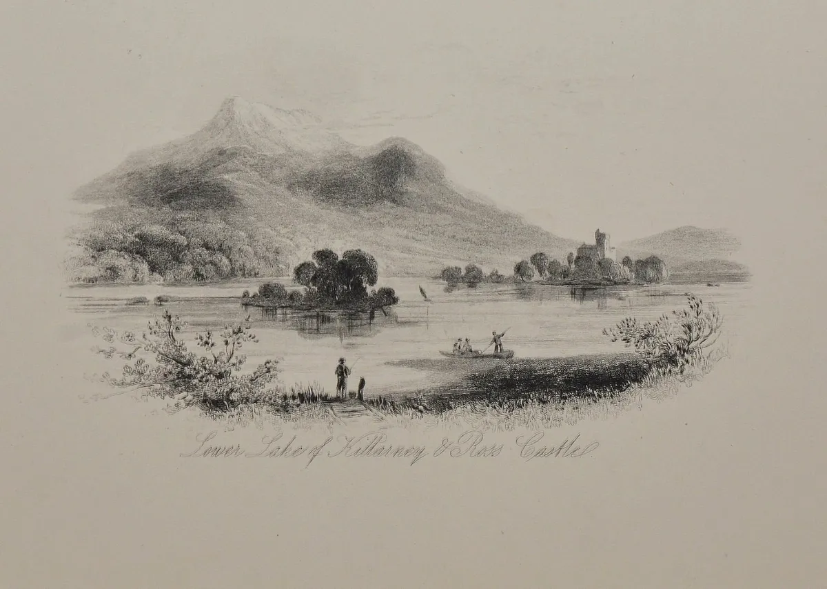 Lower Lake Killarney 1863 Antique Print - Image 1