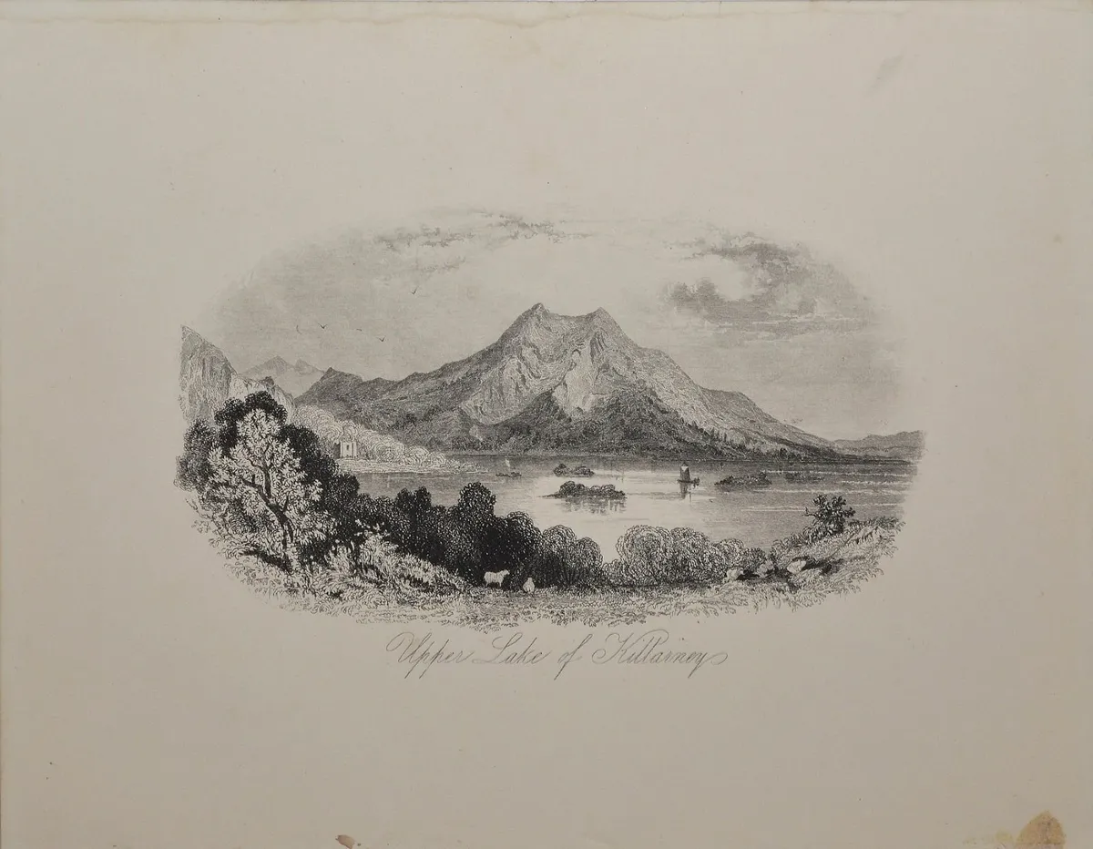 Upper Lake Killarney 1863 Antique Print - Image 1