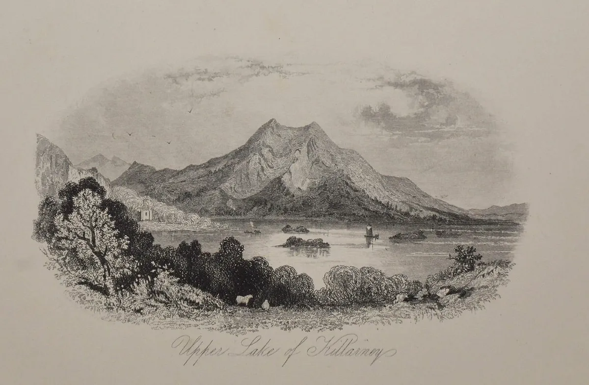 Upper Lake Killarney 1863 Antique Print - Image 2
