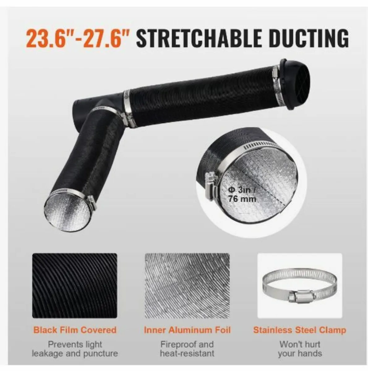 Diesel Heater Pipe Ducting Set, 76 mm - Image 2