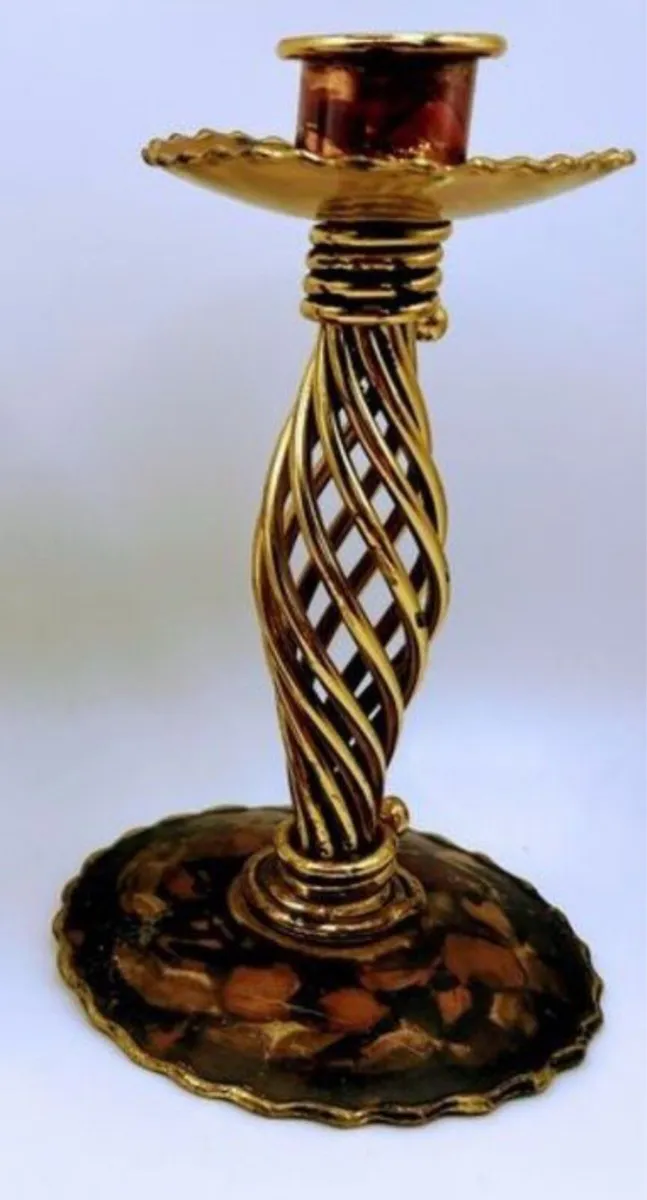 Pair of vintage spiral brass candle holders - Image 4