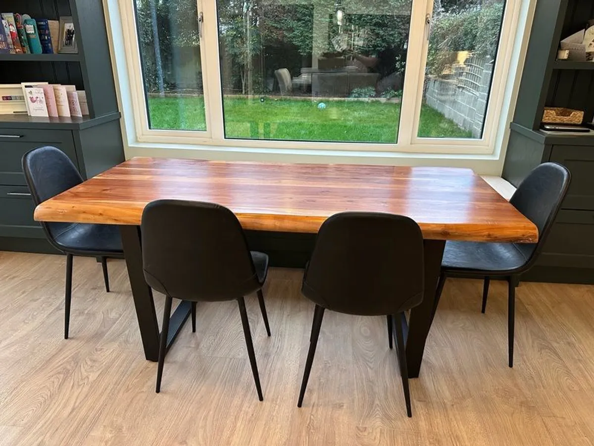 Solid Oak Dining Table & Chairs - Image 1