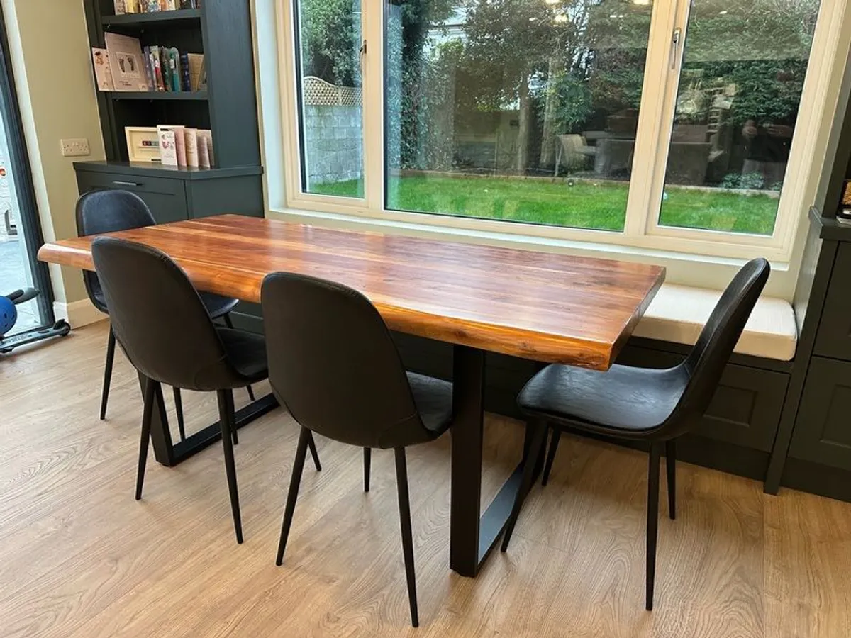 Solid Oak Dining Table & Chairs - Image 2