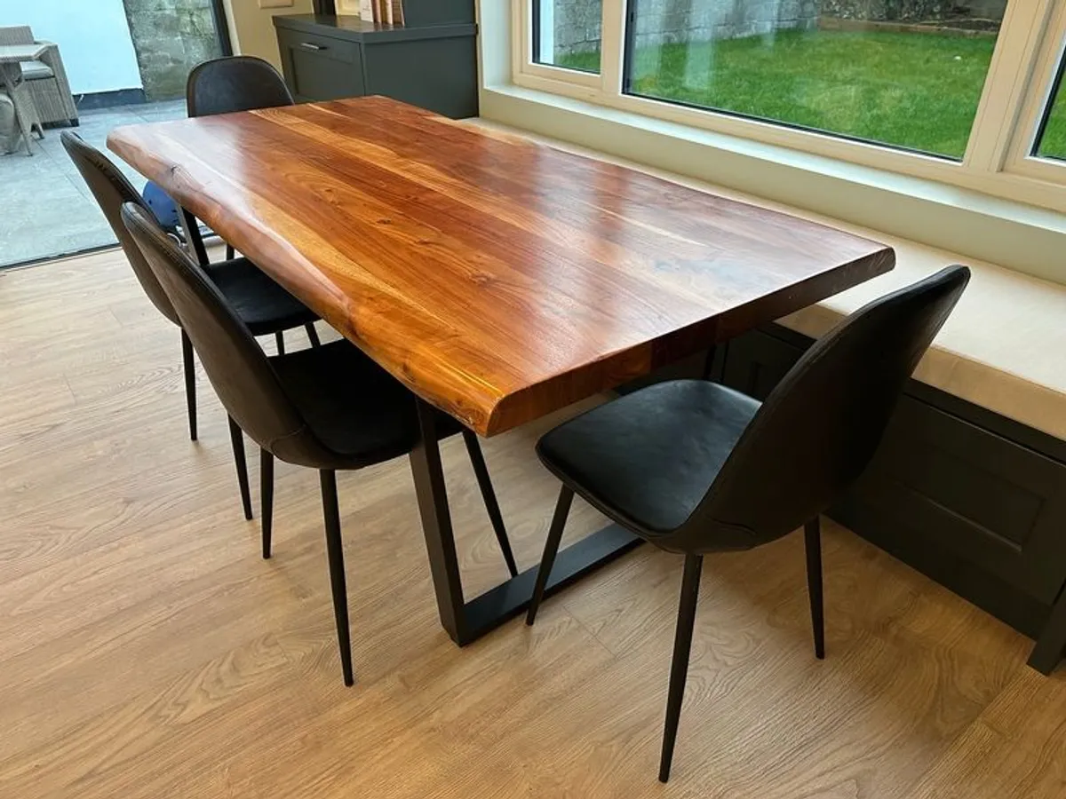Solid Oak Dining Table & Chairs - Image 3