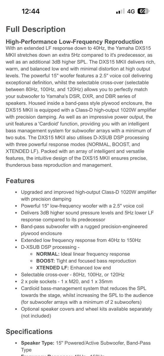 Yamaha dxr8 mark 2 and Yamaha dxs 15 mark 2 sub - Image 3