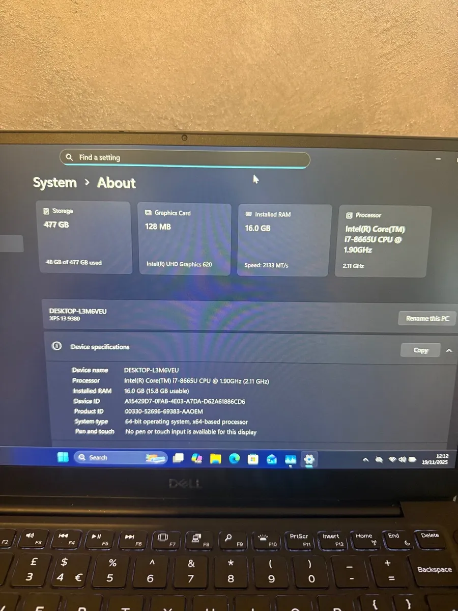 Dell XPS 9380 Laptop i7/16GB/512SSD/FHD - Image 4
