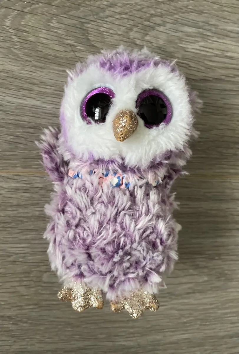 Small TY Beanie Boo Owl Soft Toy 18cm - Moonlight