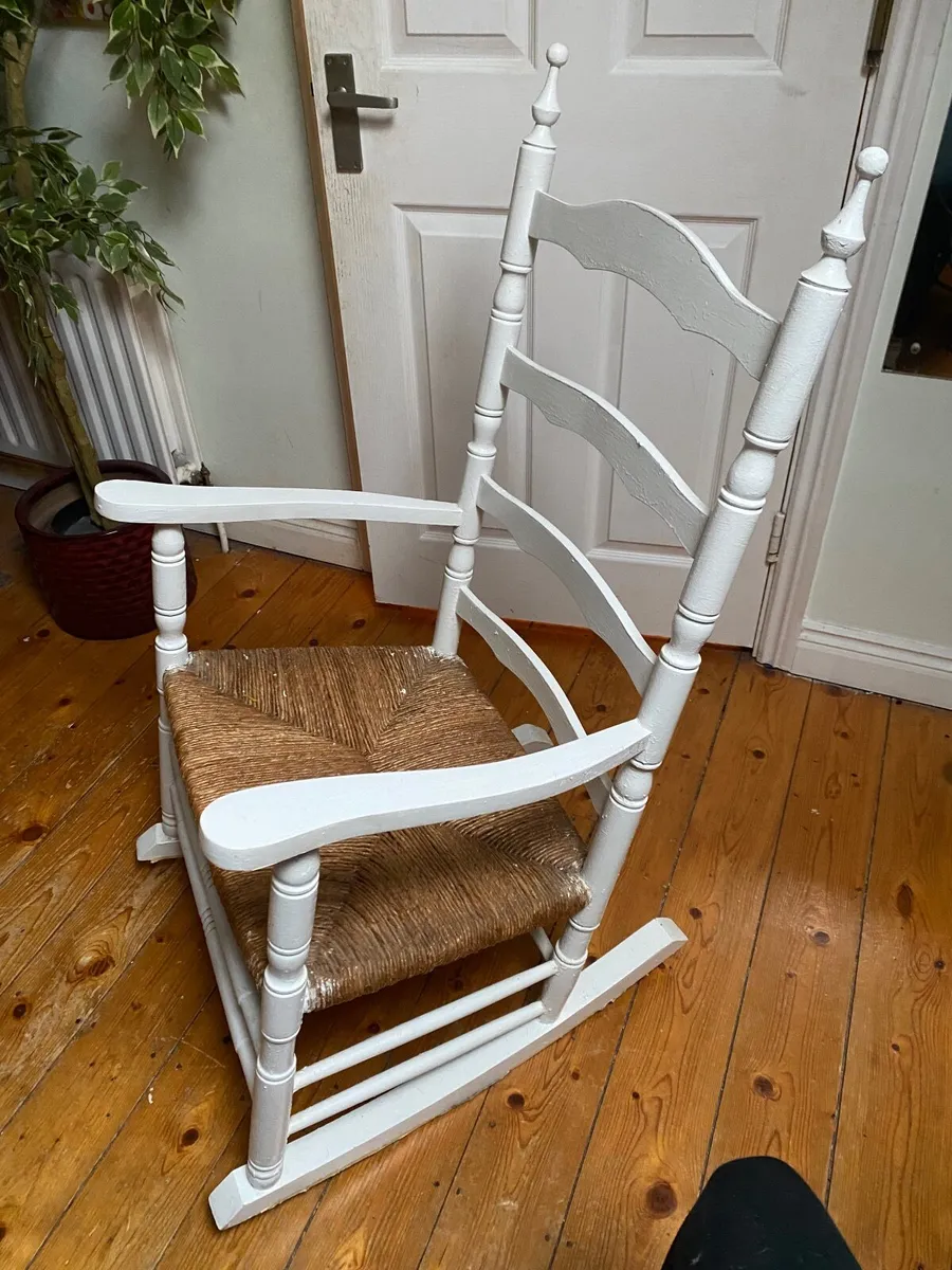 Antique Wicker Rocking Chair - White