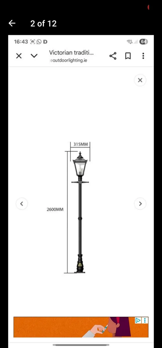 Cast Iron lamp post Harte Wexford Victorian Style - Image 2