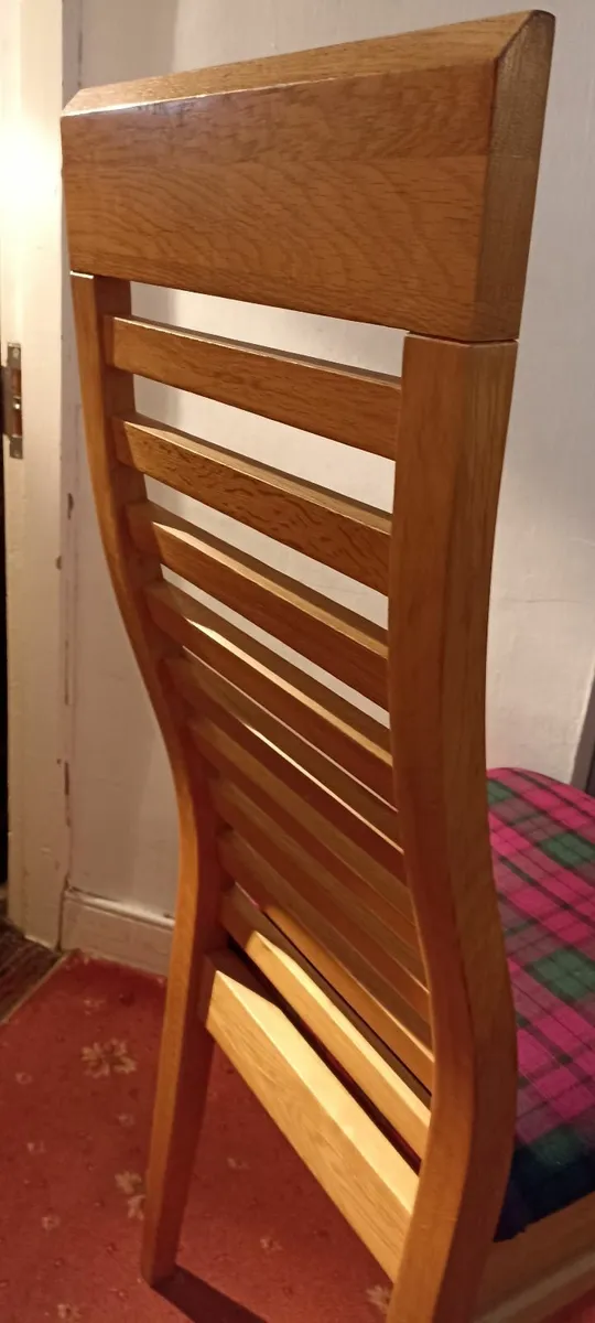 Pair of Solid Oak Dining Chairs - Image 2