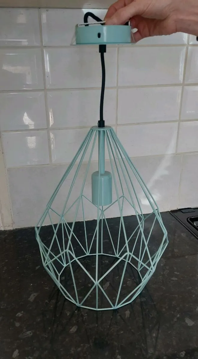 Modern pale blue metal ceiling light