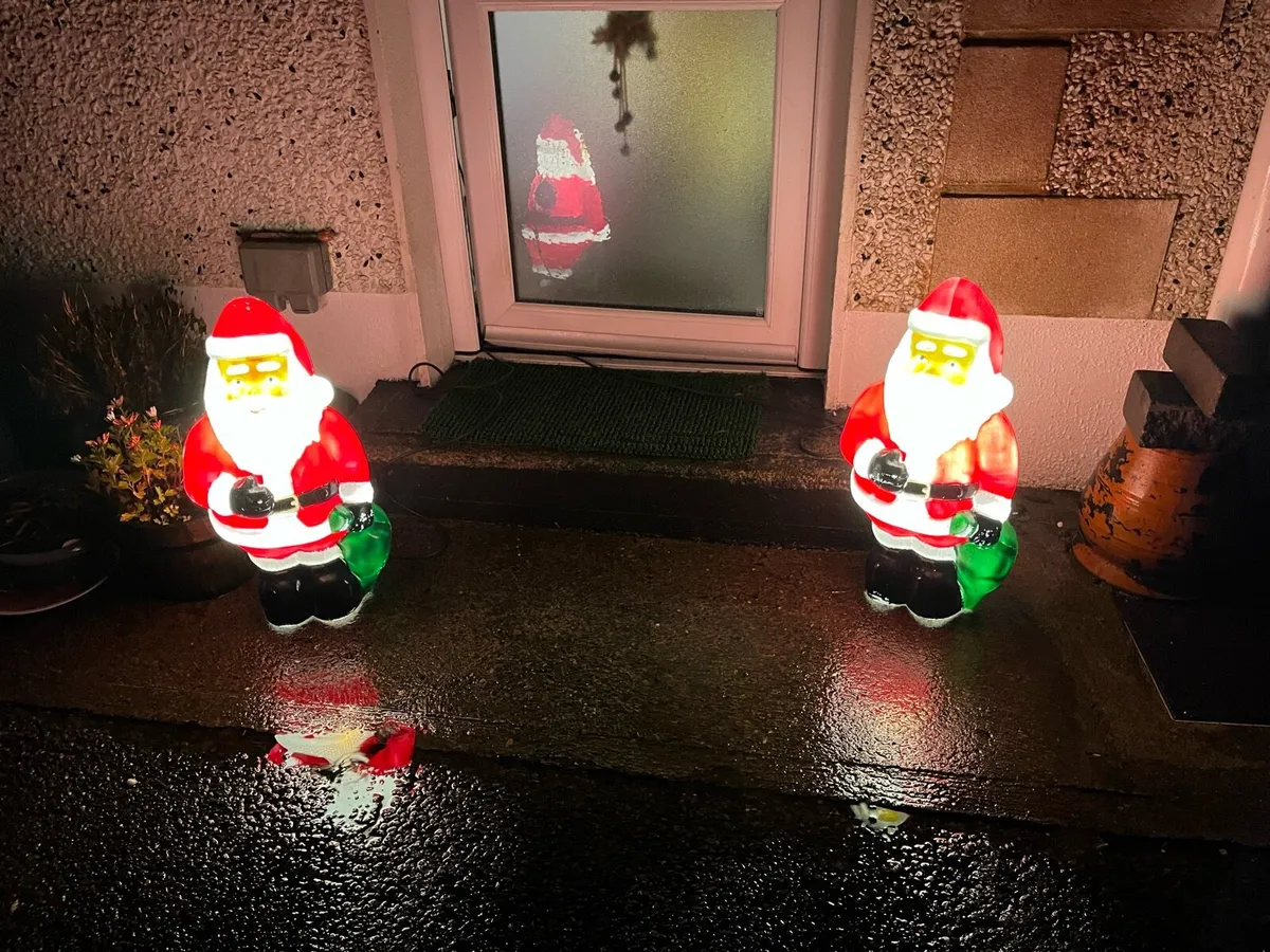 2 Plug-in Electric Light Up Santas - Image 4