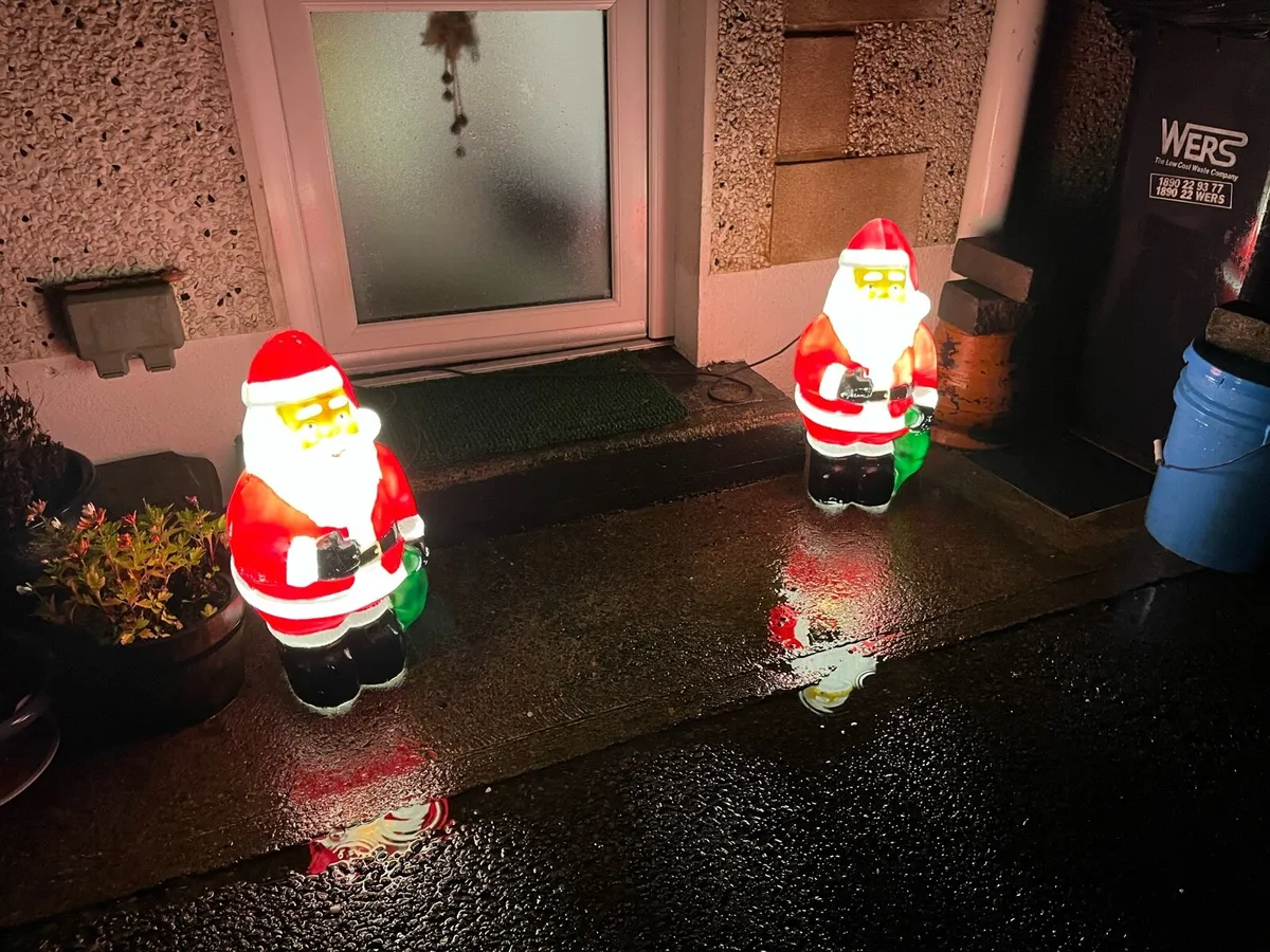 2 Plug-in Electric Light up Santas - Image 1