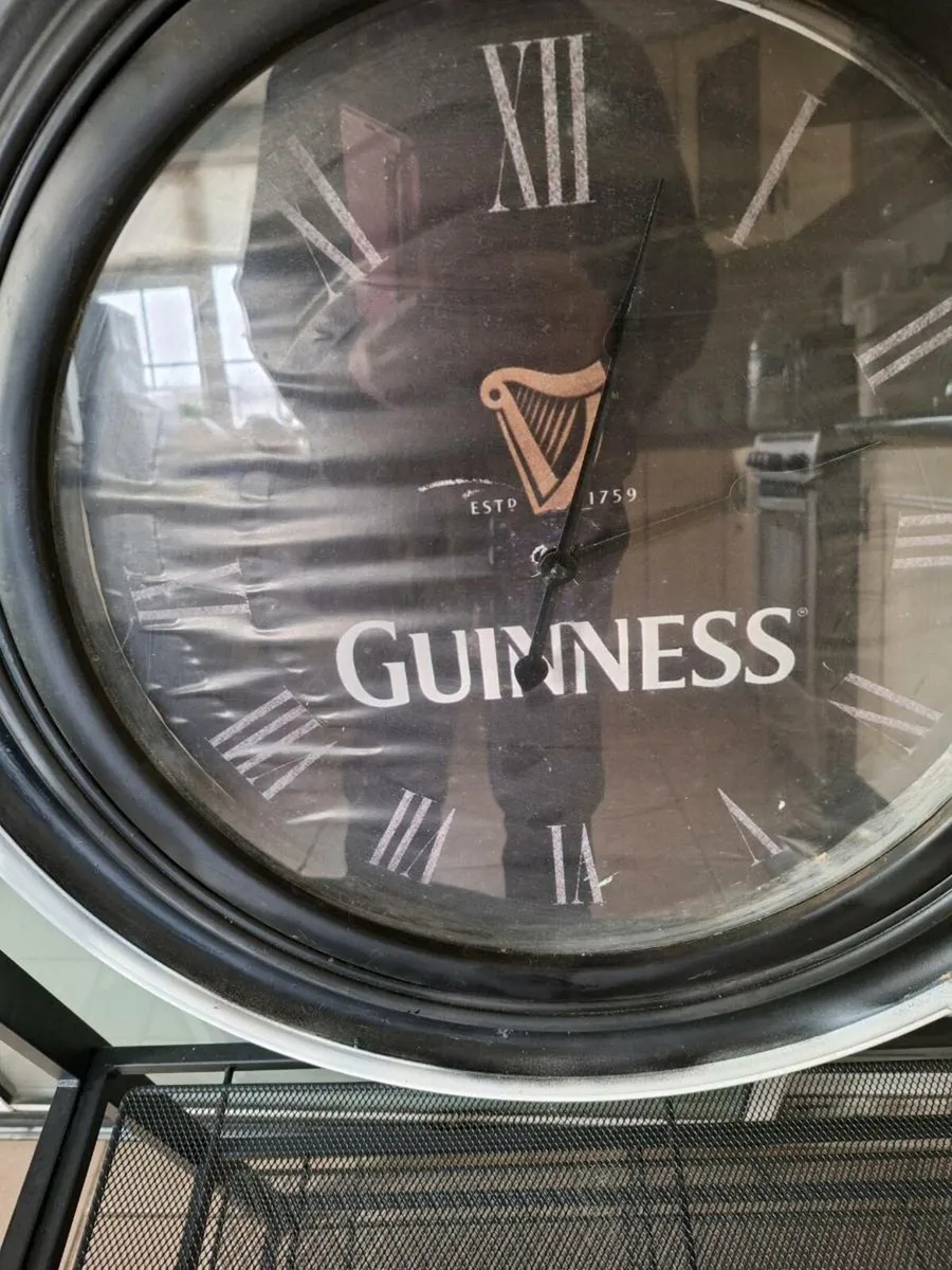 Large plastic Guinness clock read description - Image 2