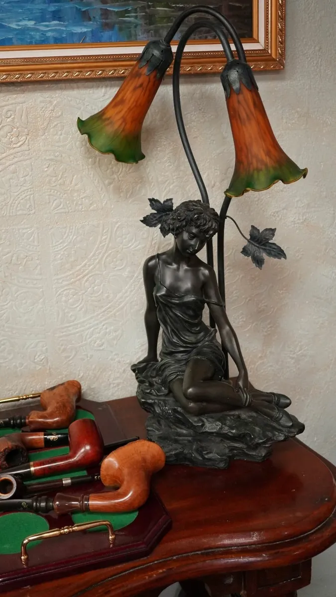 Art Nouveau Style Double-Shade Table Lamp - Image 1