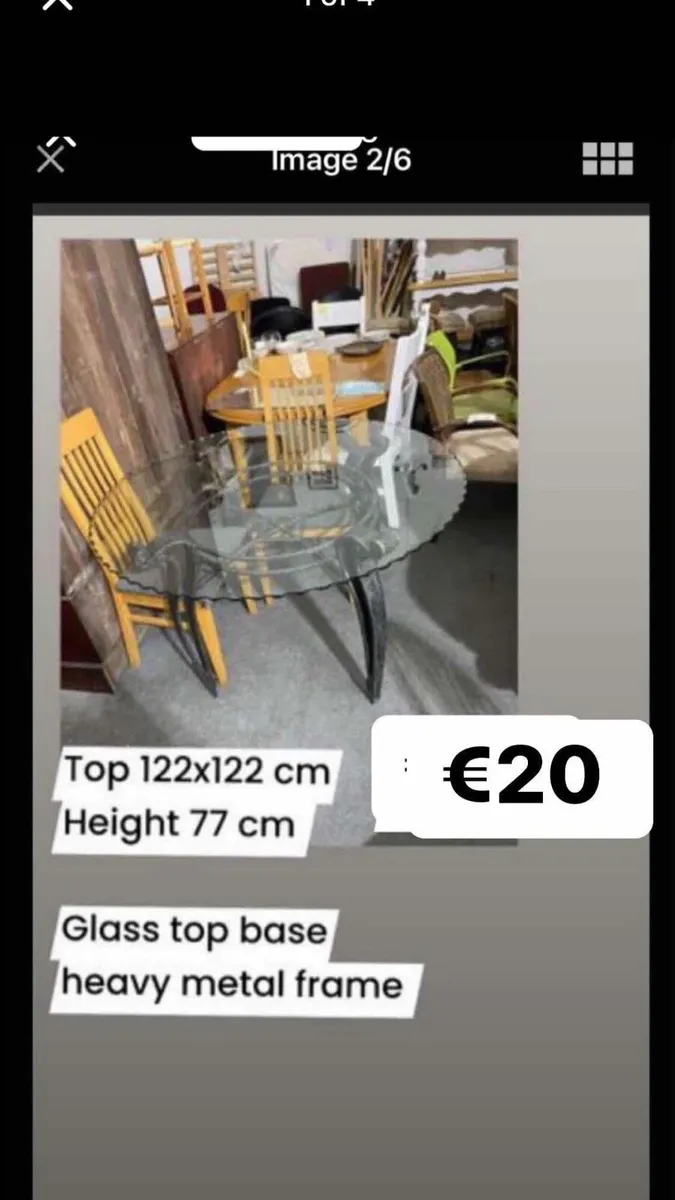Kitchen table glass top metal base - Image 2