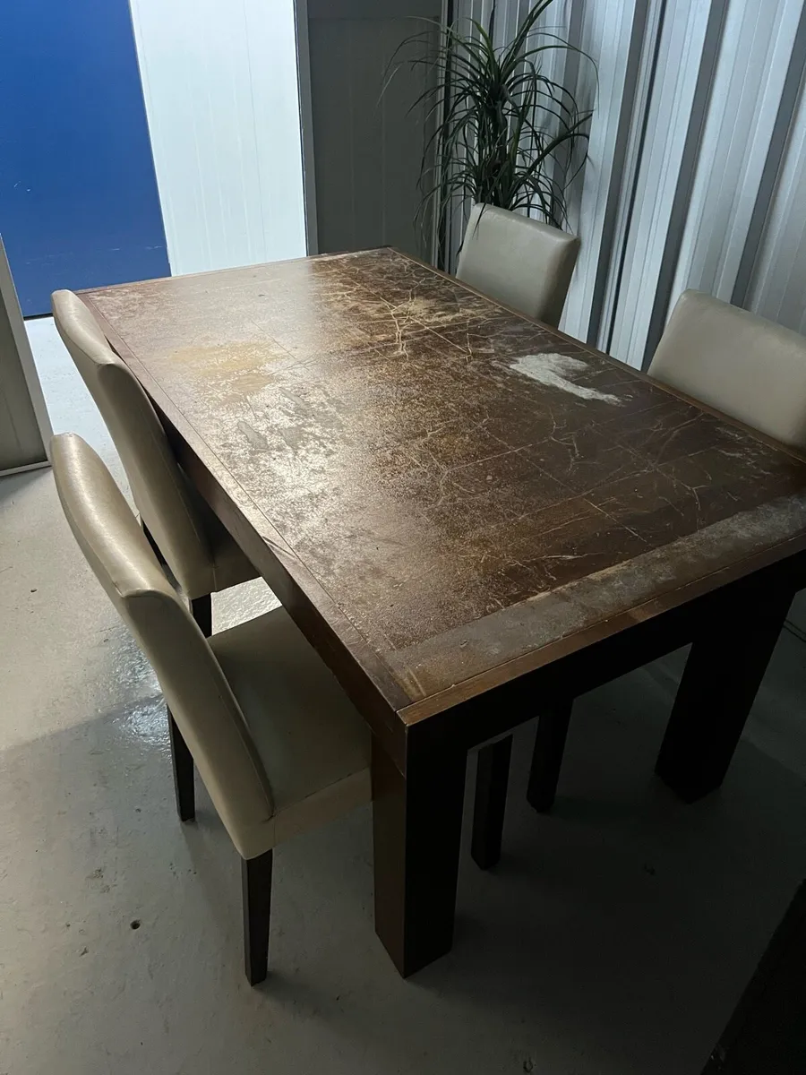 Free dining table solid wood 4 chairs - Image 2