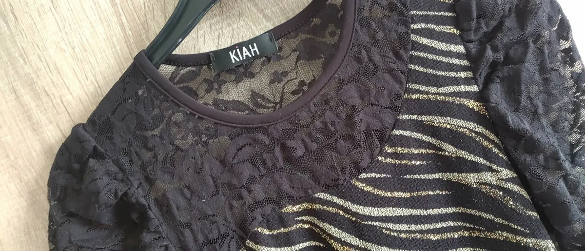 kiah dress gold black lace short sleeve label size - Image 3