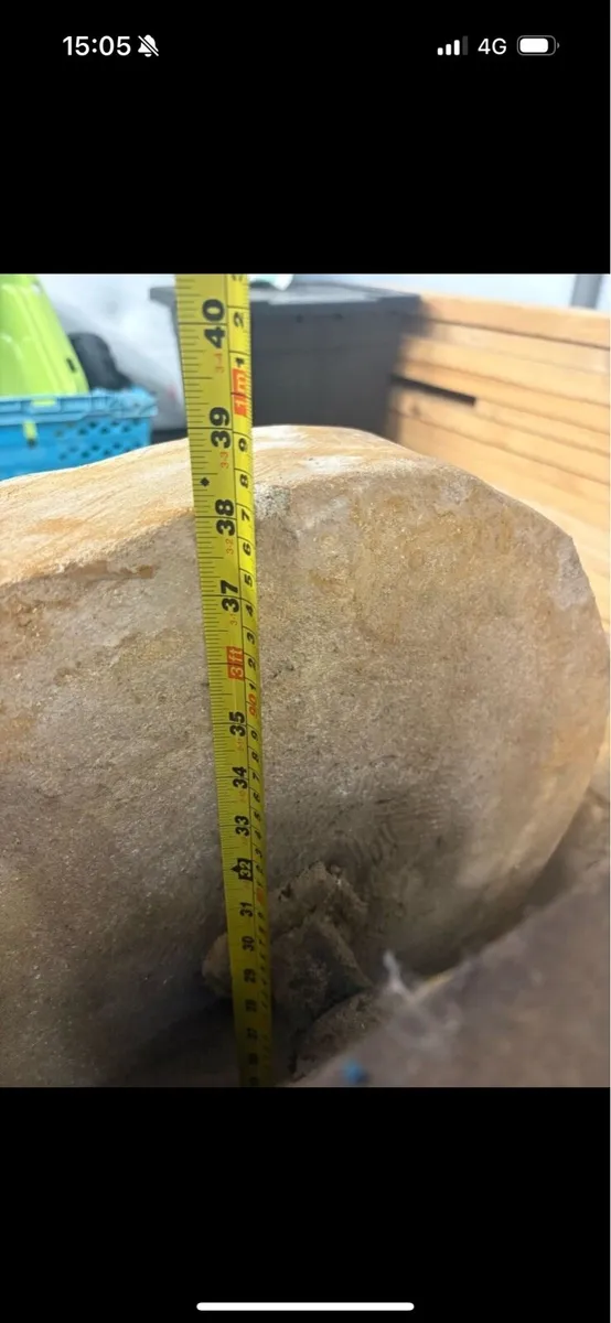 19 century stone wheel with stand and pully belt - Image 4