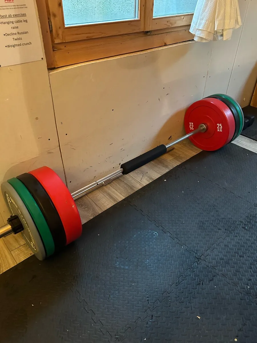 Olympic Bar & Bumper Plates - Image 1