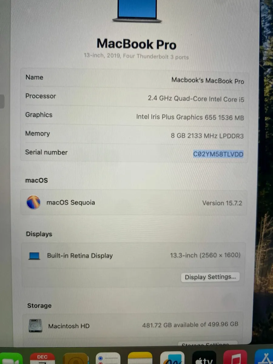 Apple MacBook Pro 13inch (2019) i5 | 8GB | 512GB - Image 2