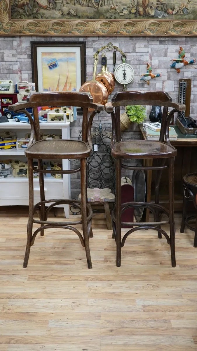 Vintage Bentwood Bar Stools (Pair) - Image 1