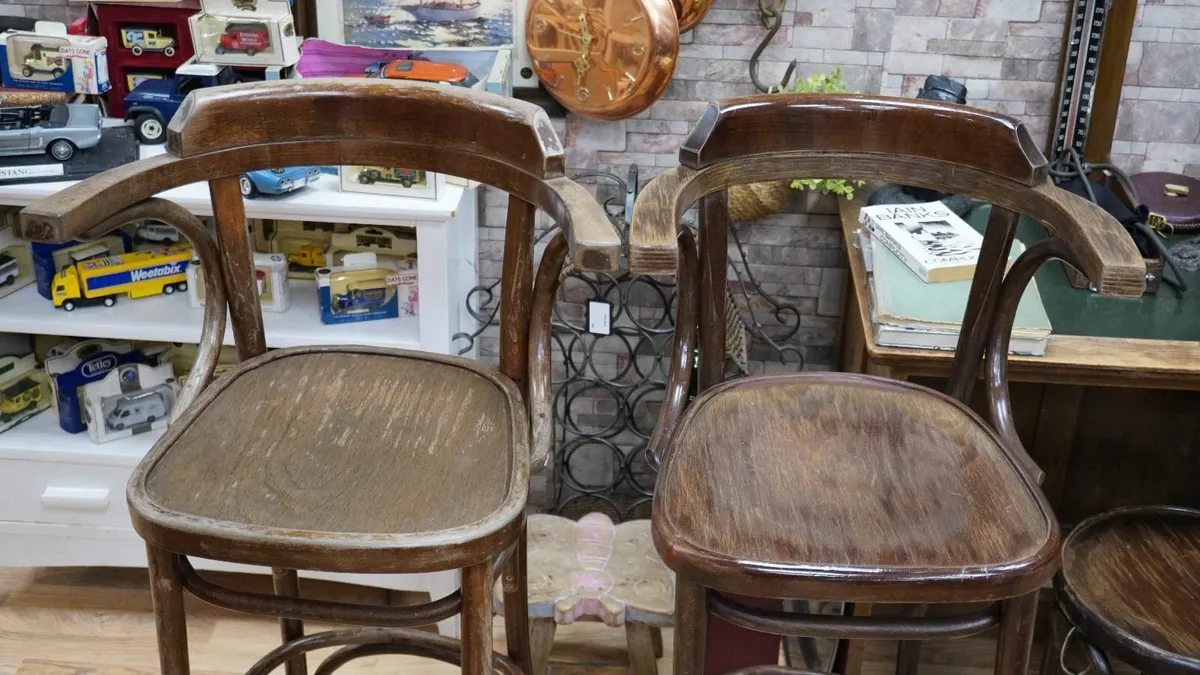 Vintage Bentwood Bar Stools (Pair) - Image 2