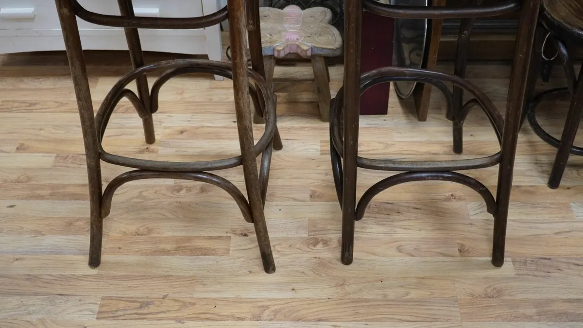 Vintage Bentwood Bar Stools (Pair) - Image 3