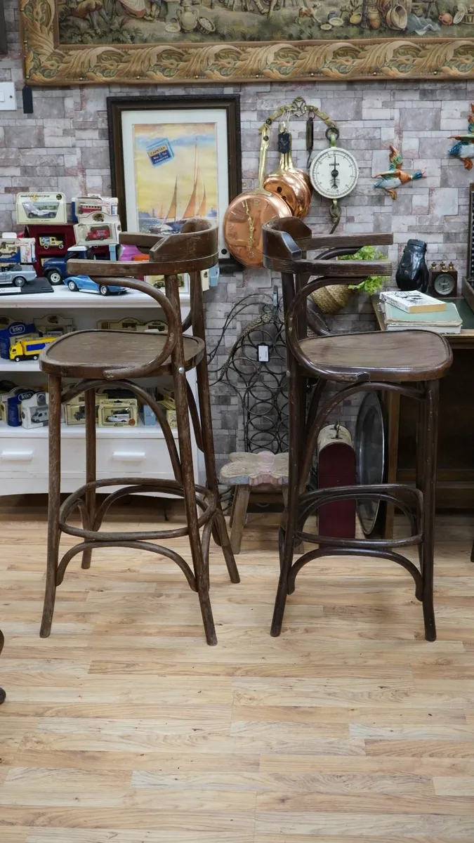 Vintage Bentwood Bar Stools (Pair) - Image 4